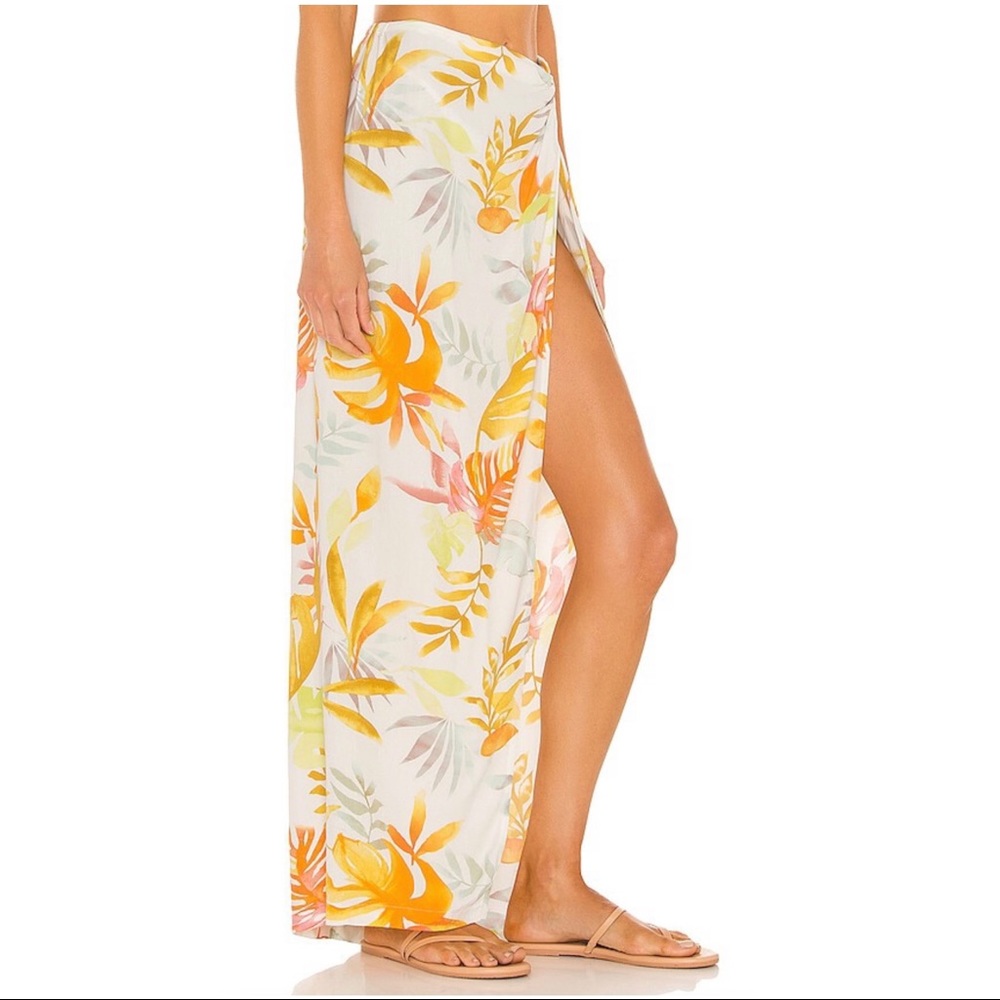 L*Space Mia Leaf Print Maxi Skirt Swim Cover-Up
